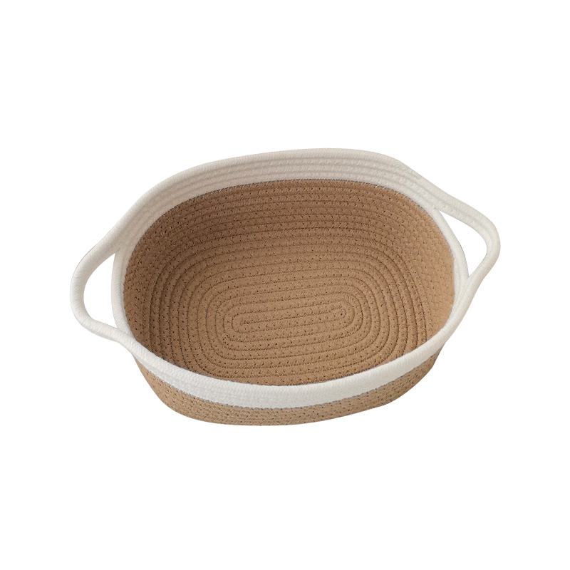 Cesta de almacenamiento Cesta de almacenamiento Cesta de almacenamiento de mano ovalada de juguete de bocadillos trenzados de cuerda de algodón