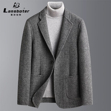 羊毛西装秋冬新款人字呢双面呢羊毛西服男士商务休闲西服大码西装