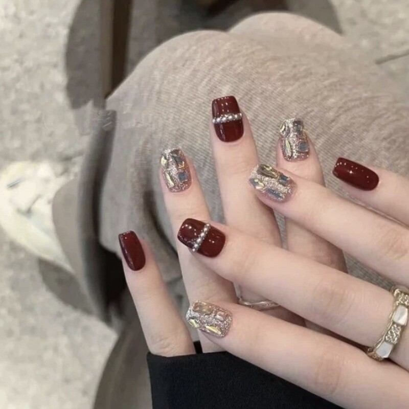 Maillard New Year Explosions Nail Art Hand-made Nail Patch Pure Hand-worn Armor Autumn and Winter New White Wholesale Maillard New Year Explosions Nail Art Hand-made Nail Patch Pure Hand-worn Armor Autumn and Winter New White Wholesale