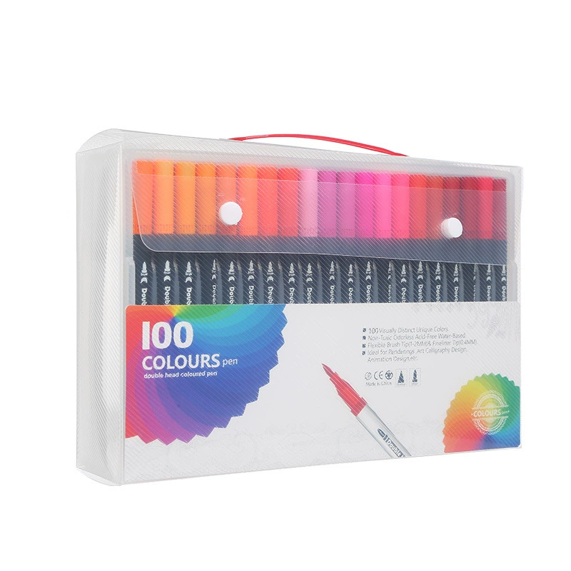 Watercolour Art Marker Set (Qidian) Double-Ended Brush & Crayon Liner, Washable, 12–120 colors