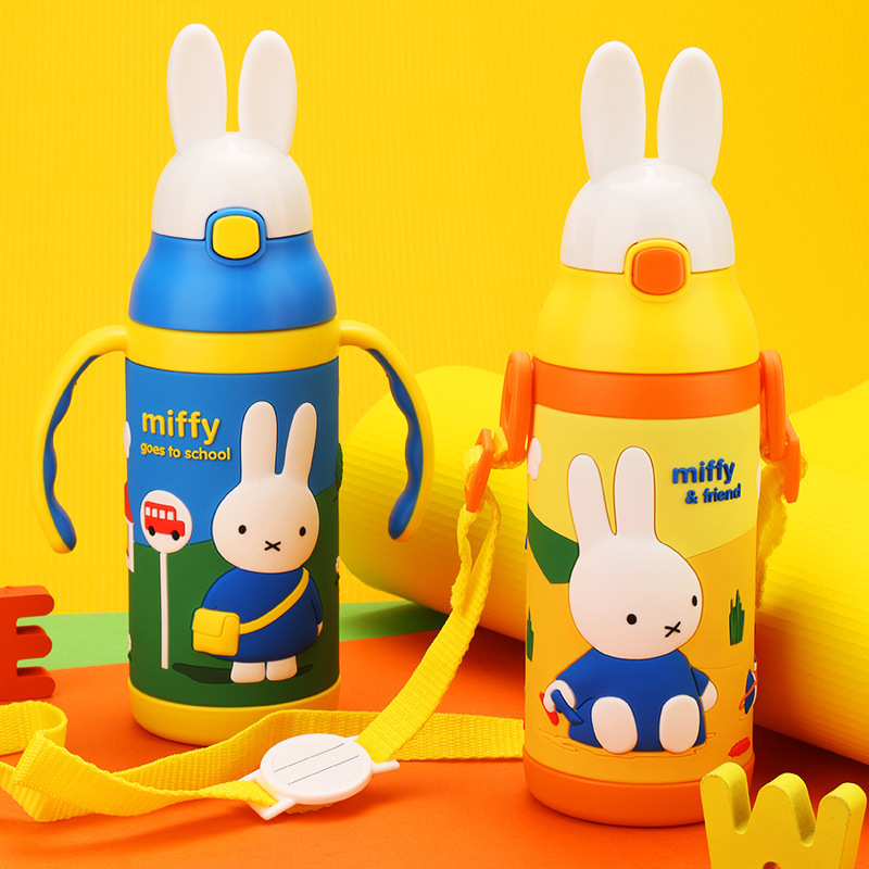Taza de vacío Miffy Taza de vacío para niños de alto valor Taza de paja de acero inoxidable 304 Taza de agua para niños de gran capacidad para la escuela