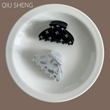 高级感黑色抓夹繁星镶钻鲨鱼夹发量少半扎发夹子可爱后脑勺发饰女