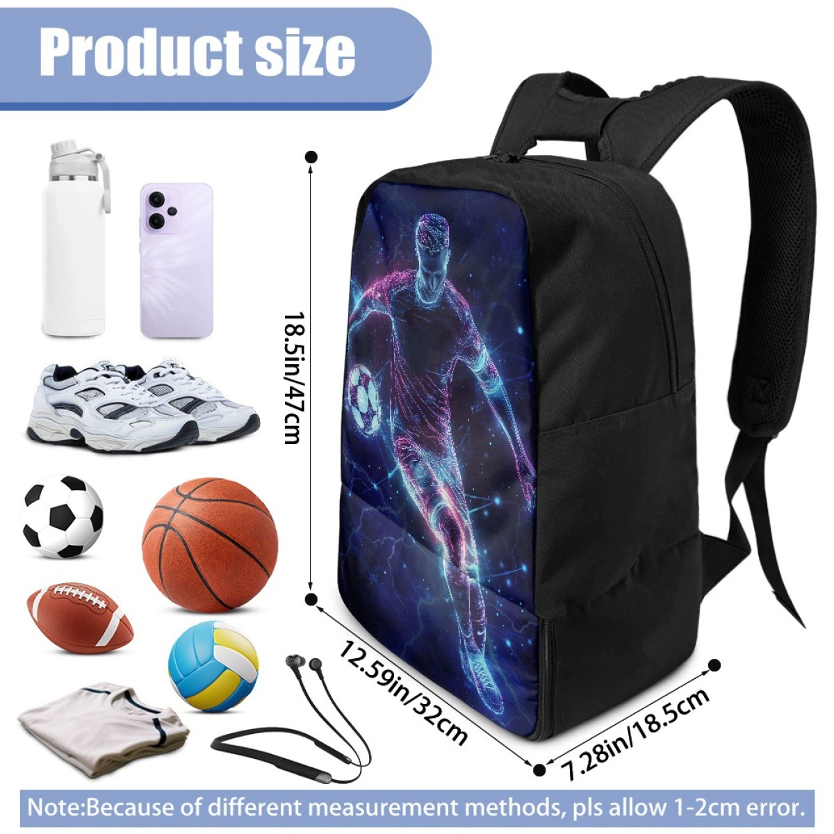 Спортивная косметичка из полиэстера, модная ткань, бестселлер Amazon, футбольная тематика, большой вместимости, рюкзак