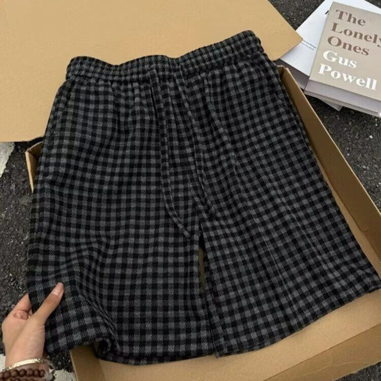 2026 Summer Plaid Shorts Slimming Wide-Leg Pants Sports Home Casual Pants Loose Thin Pajama Pants Can Be Worn Outside 2026 Summer Plaid Shorts Slimming Wide-Leg Pants Sports Home Casual Pants Loose Thin Pajama Pants Can Be Worn Outside