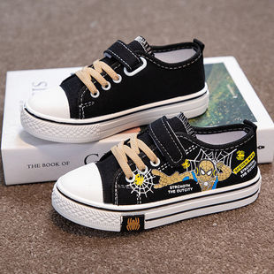 Children's Canvas Shoes 2025 New Style Medium and Large Kidsren's Non-Slip Solid Boys and Girls Cartoon Deodorant Low-Top Casual Sneakers