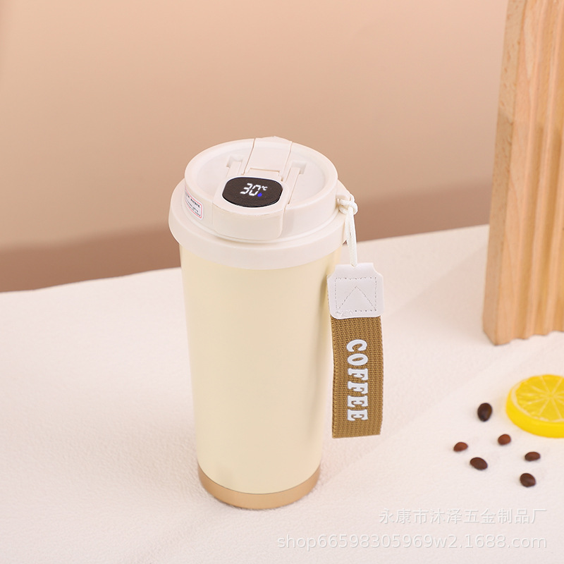 Taza de café inteligente de doble bebida de alto valor 316 taza de acero inoxidable taza de aislamiento térmico taza de cuerda portátil al aire libre taza de agua de color sólido