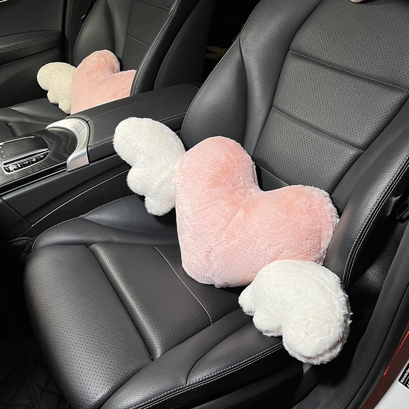 자동차 머리 받침 요추 지원 운전 허리 보호 그물 인기있는 사랑 날개 자동차 목 보호 쿠션 자동차 시트 등받이 허리 쿠션