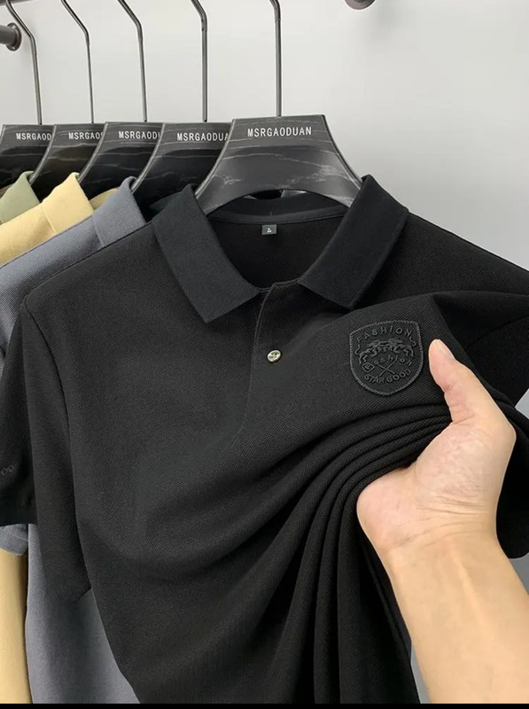 軽くて高級な高級刺繍ポロシャツメンズビジネスラペル半袖Tシャツトップ2025夏トレンドのクロスボーダー限定|undefined