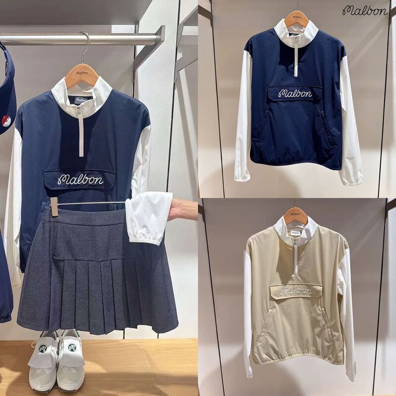 25 Autumn and Winter New Korean Malbon Golf Clothing Women's Sports Casual Windproof Color Matching Jacket Windbreaker Jacket