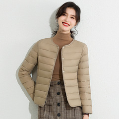 圆领内胆棉服女冬季新款修身打底V领纯色显瘦保暖短款轻薄小棉袄