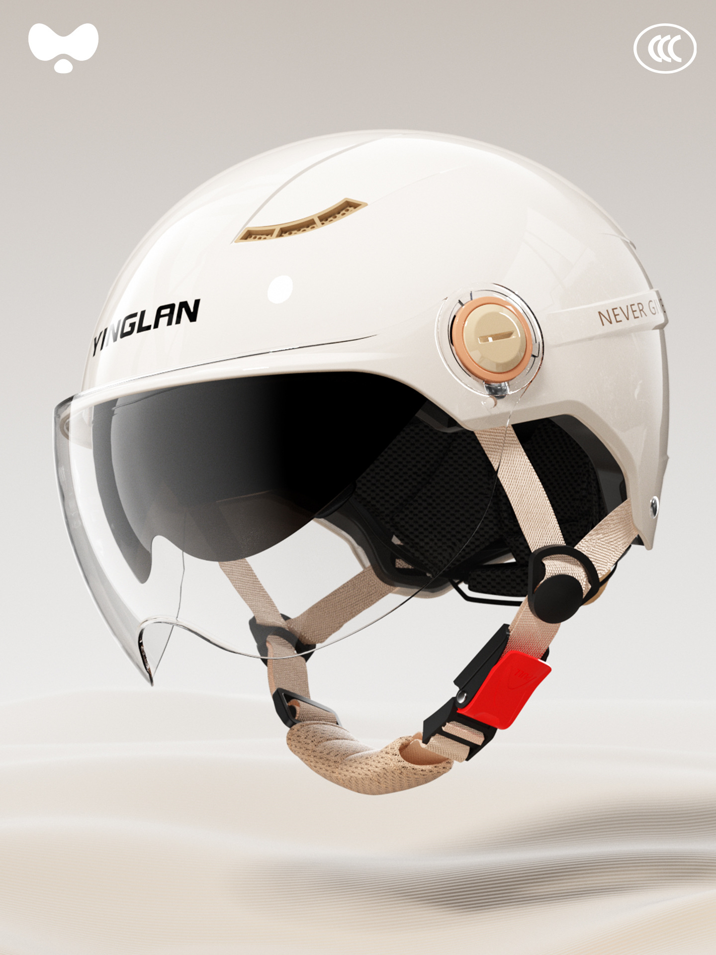 Motosiklet kaskı (dəbilqə), Universal Certified Motorcycle Helmet - 3c-ceramic-white-inner-and-outer-double-mirror-new-national-standard-class-a