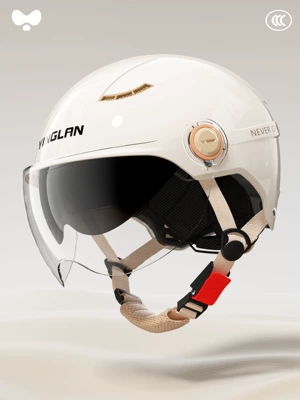 Motosiklet kaskı (dəbilqə), Yinglan Helmet Electric Vehicle Women's - 3c-ceramic-white-internal-and-external-double-mirrors-new-national-standard-class-a-one-size-fits-all