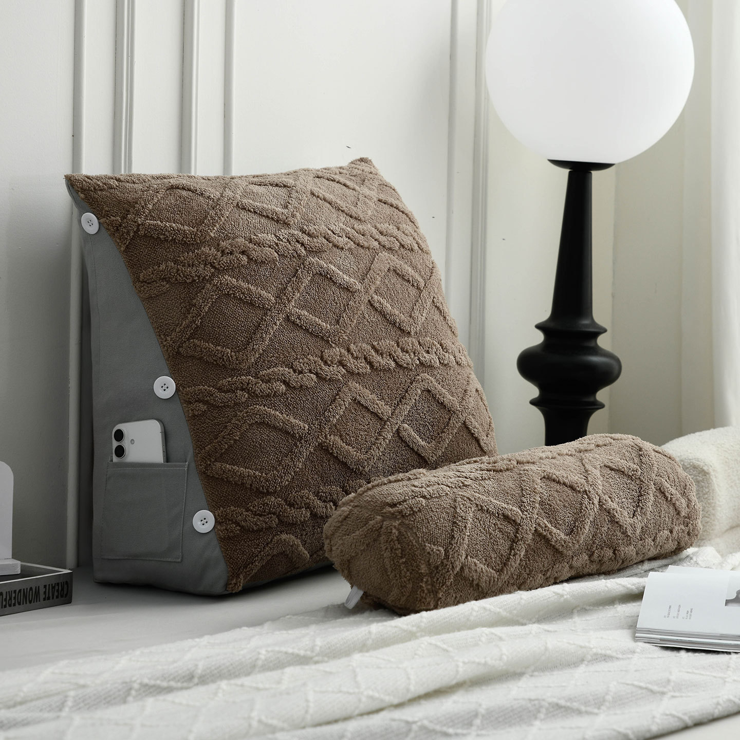 Bedside Cushion Soft Bag Pregnant Women Waist and Neck Pillow Sofa Pillow Bed Reading Large Back Cushion 2025 New Style