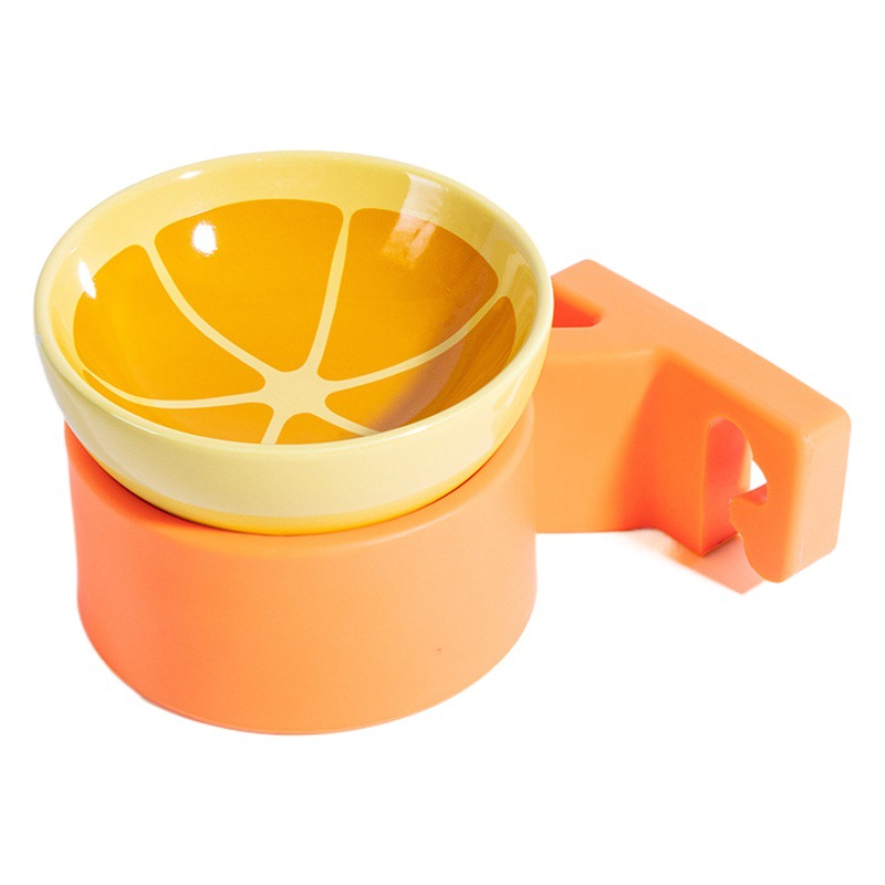 Leyoupai creativo naranja gato tazón de cerámica gato agua potable doble tazón cuello protección anti-golpe perro de gran capacidad Pet Bowl