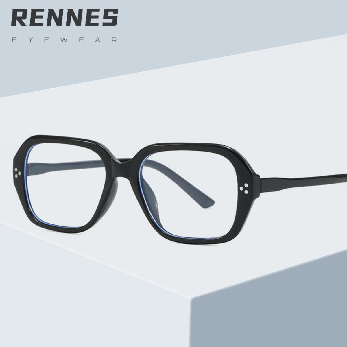 Versión coreana del artefacto de maquillaje retro polígono antiazul espejo plano cuadrado cara redonda pequeño libro rojo mismo montura gafas mujer