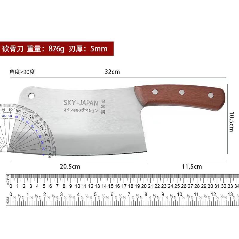 赤木の取っ手の日本式ステンレスの骨切り刀の家庭用の厚い重さは骨切り刀の切り刀の料理人の刀のメーカーを強めます。|undefined