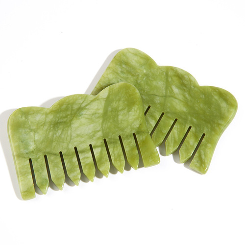 Natural Xiuyan Jade Scratching Massage Comb for Scalp Meridians, Household Portable Comb, Head Massage Device