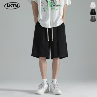 LKTM Men's# Summer Ice Silk Solid Color Sports Pants Men's Fashion Brand Loose All-match Casual Suit Short Pants