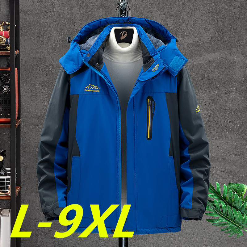 Ropa de montañismo extragrande para exteriores, chaqueta cortavientos e impermeable, ropa de invierno para hombre, cortavientos grueso con forro polar para mayor calidez.
