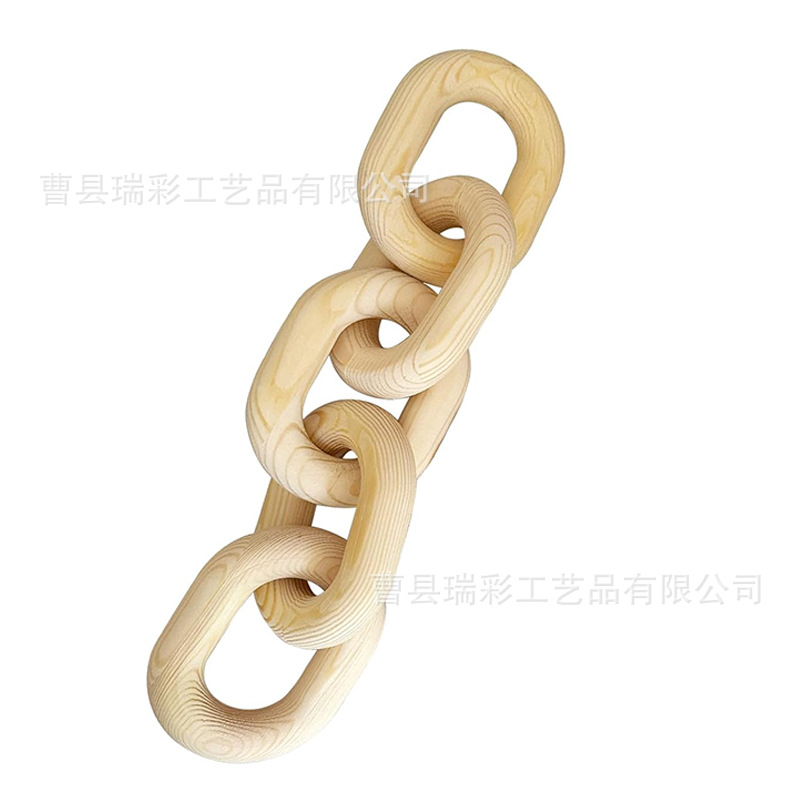 Cadena de madera de pino de cinco anillos de madera de decoración artesanía de madera cadena de madera de madera de madera sólida yuan Baoxiang image 7
