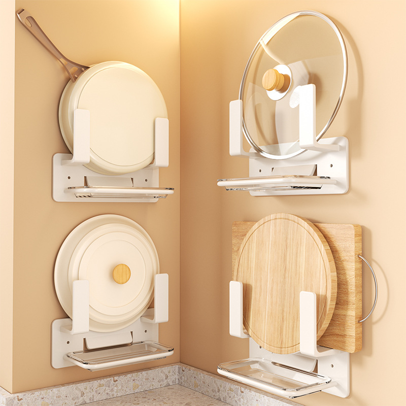 White punch -free pot lid shelf wall -mounted kitchen shelter shelf…