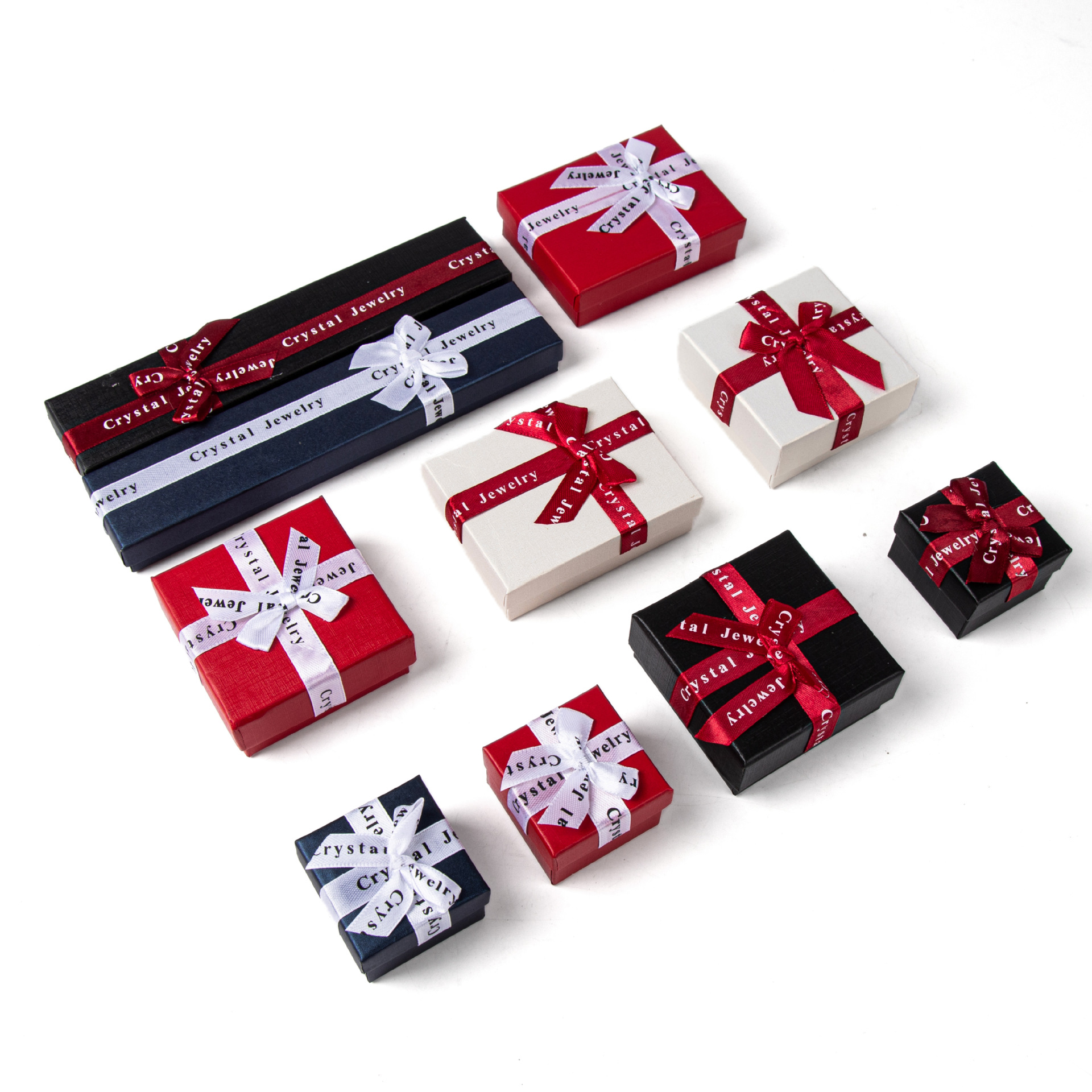 Caja de regalo de moda de cinta de arco de joyería Caja de embalaje de anillo de cubierta de cielo Caja de embalaje de collar de almacenamiento de pendientes de regalo