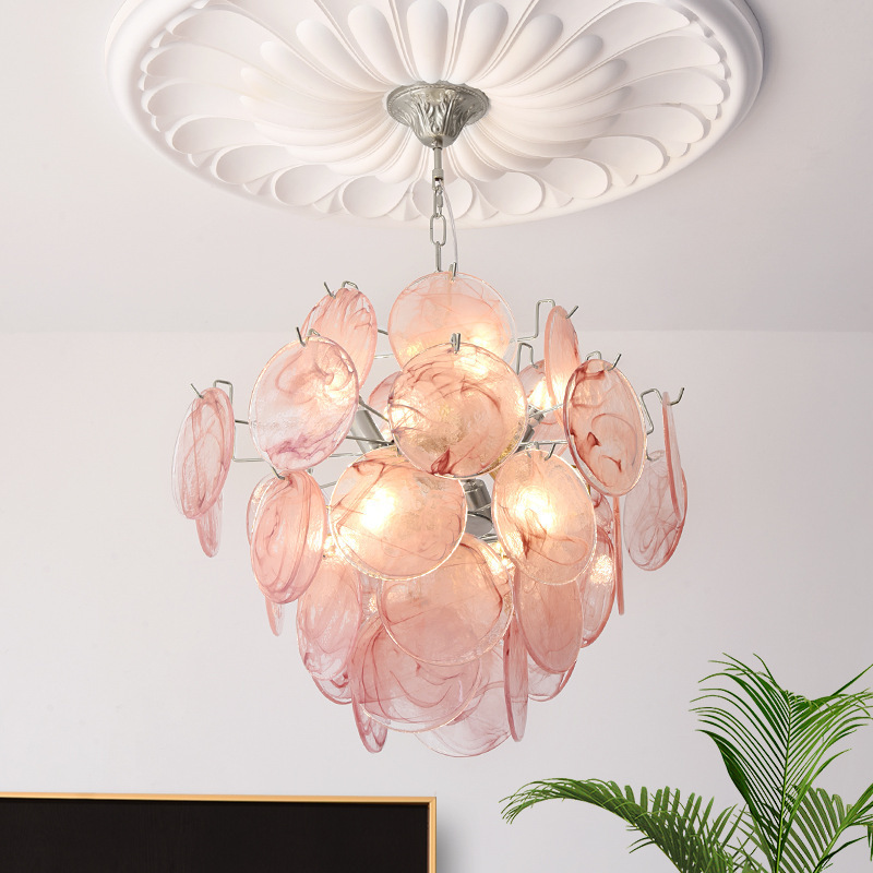 French Vintage Murano Living Room Chandelier Entry Luxury Middle Style Dining Room Stairs Bedroom Colorful Glass Decorative Chandelier