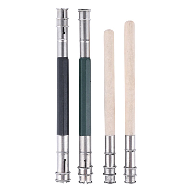 Extensidor de doble cabezal de metal Extensidor de lápiz Cubierta de bolígrafo de acero inoxidable Extensidor de pincel de un solo cabezal Fábrica de postes de madera al por mayor