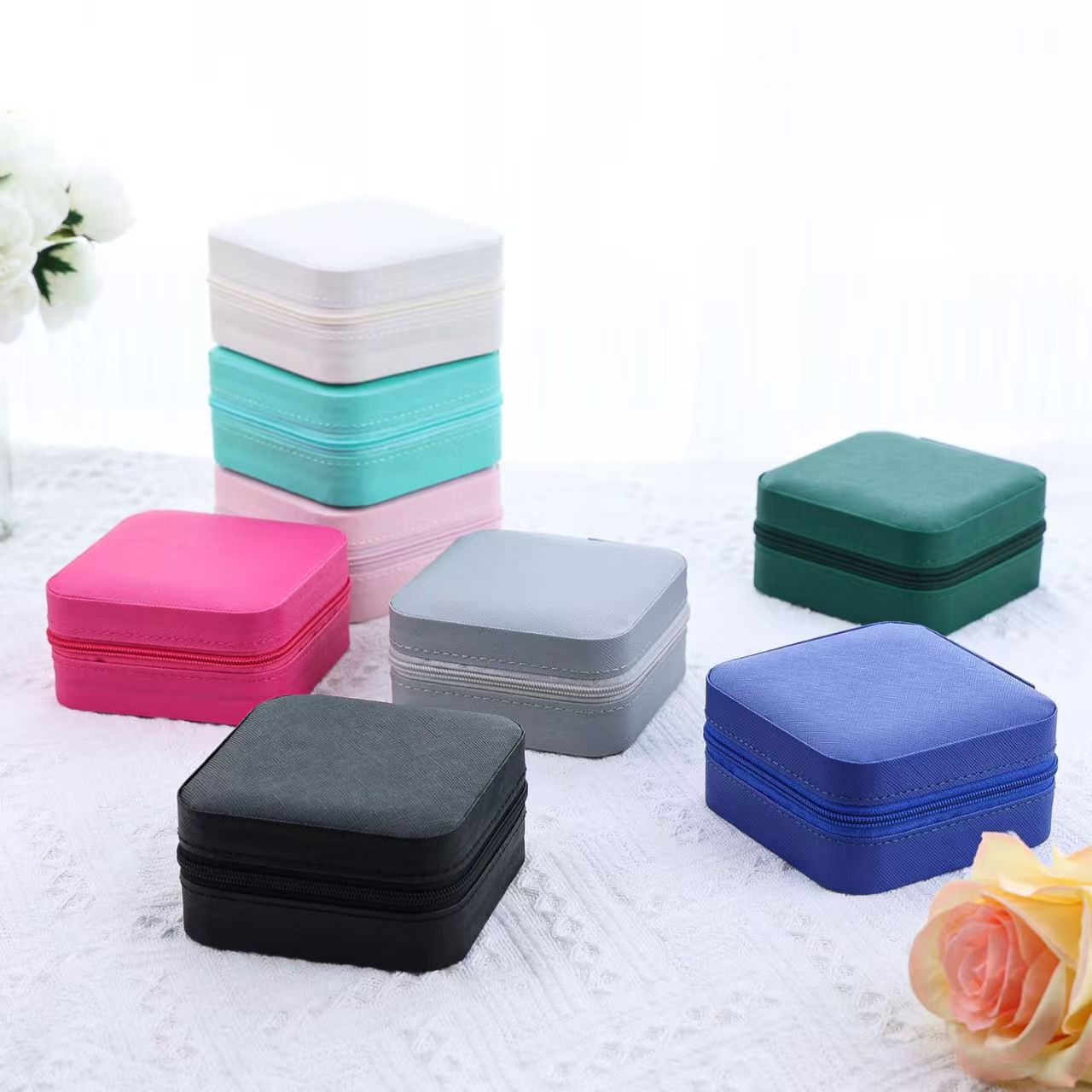 Schmuckaufbewahrungsbox tragbar für Reisen Geschenkbox Ohrstecker Ring Verpackung Schmuckschatulle elegante Halskette Schmuckbox