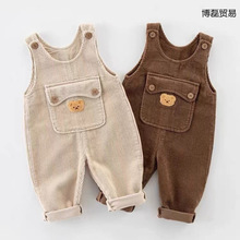 宝宝灯芯绒背带裤春秋卡通小童连体裤儿童长裤休闲婴儿大pp裤子潮