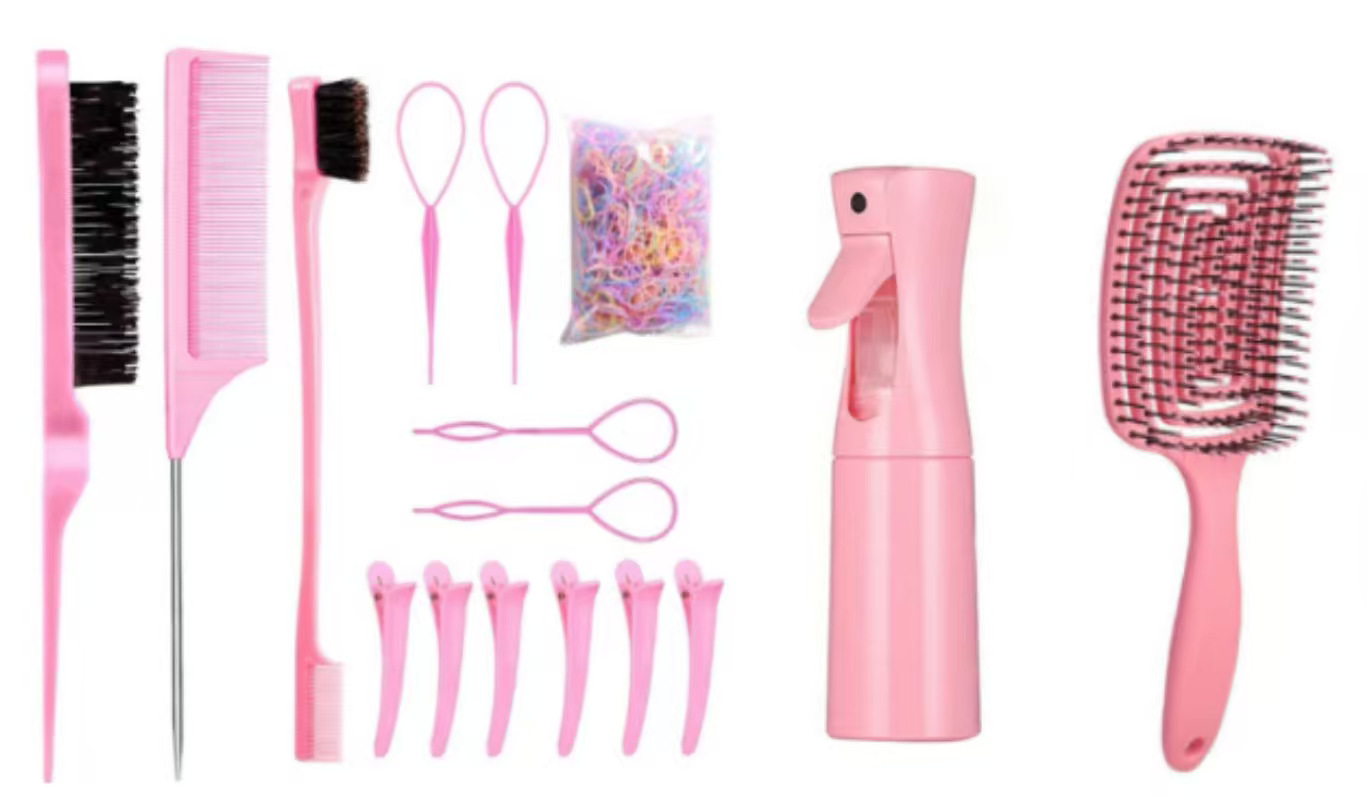 Brazo de cabello, tocado, arco, tocado, cepillo de lavado de cabello, botella de pulverización continua, peinado de cabello de cola, peinado de cabello hueco