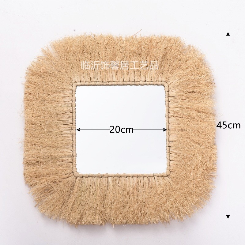 Rafia espejo tejido a mano B & B sala de estar colgante de pared espejo bar tienda de ropa para niños Fotografía Decoración Accesorios colgante