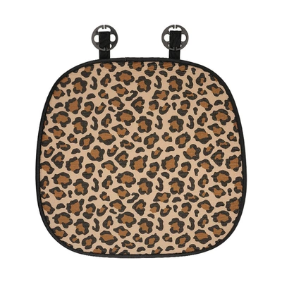 Seat cushion, seat cover, summer linen car seat cover, non-slip - linen-leopard-print-seat-cushion-brown-front-row