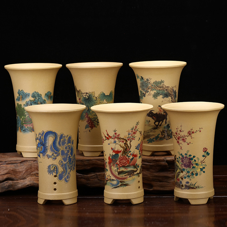 紫砂兰花盆君子兰蕙春建兰客厅桌面花卉绿植简约家用陶瓷厂家批发