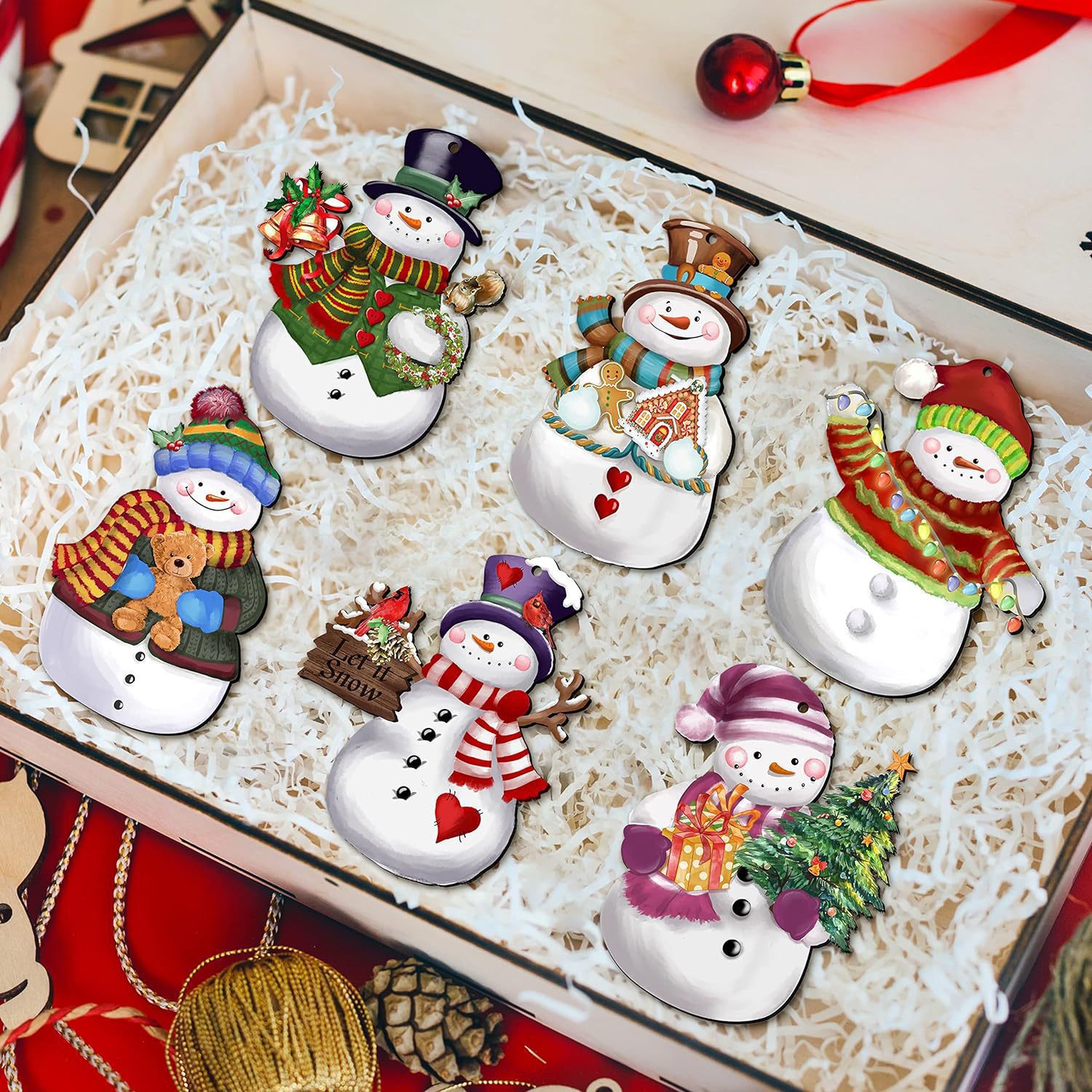 Nuevos productos transfronterizos muñecos de nieve de madera de Navidad decoraciones muñecos de nieve de madera de Navidad decoraciones de logotipo colgante