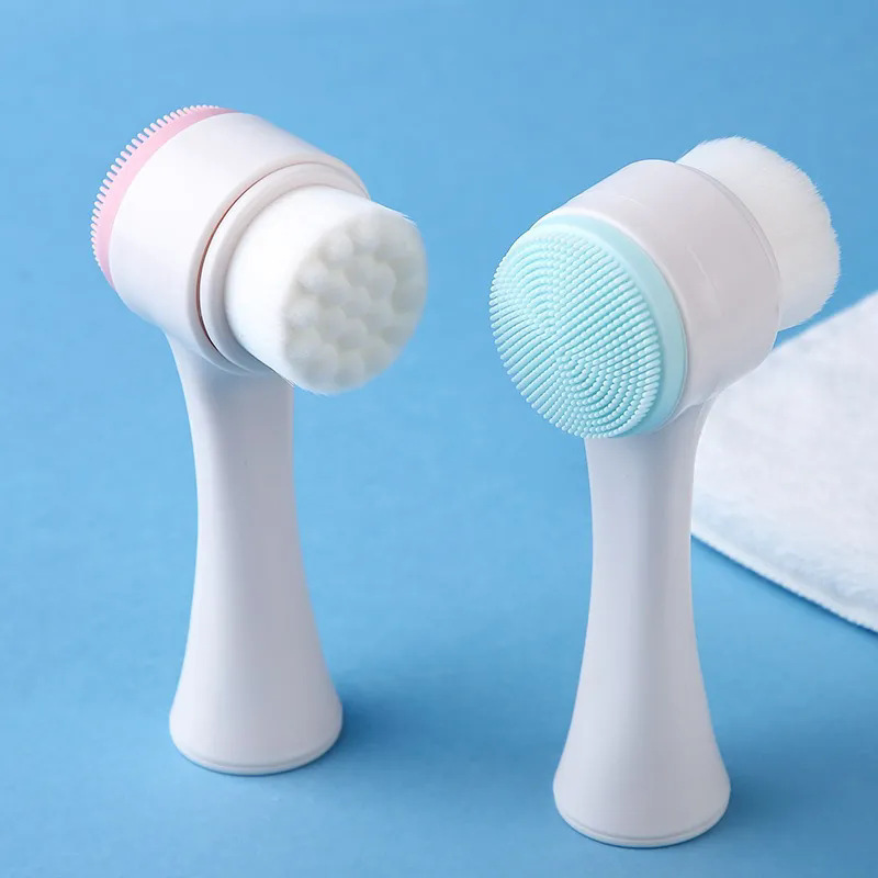 卸売り3dシリコン洗顔ブラシ手動洗顔ブラシ洗顔器柔らかい毛洗浄ブラシ両面マッサージブラシ|undefined