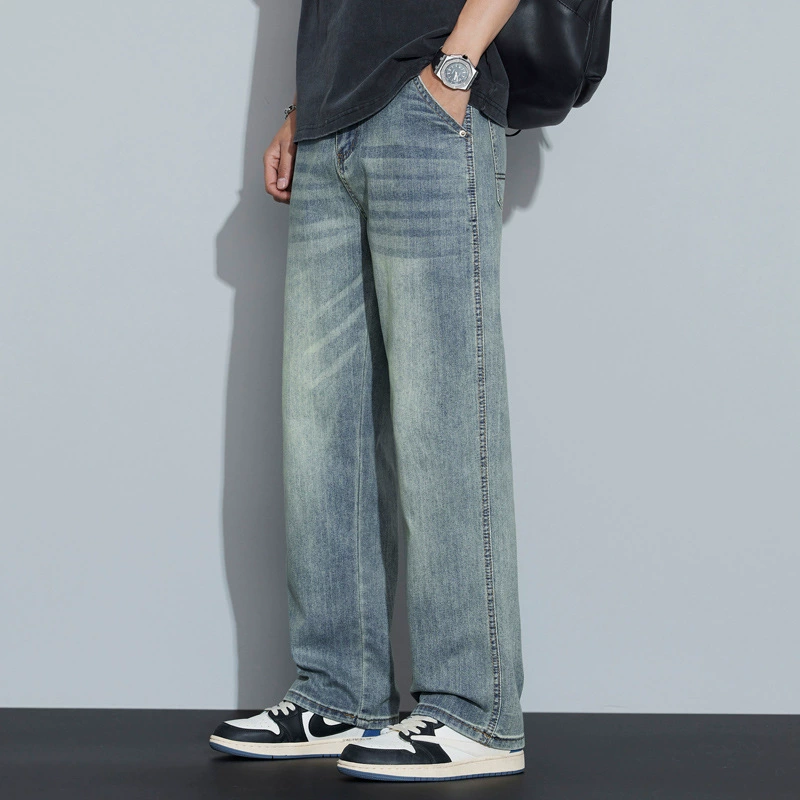 Spring jeans, universal casual trousers, trend of season, loose straight fit