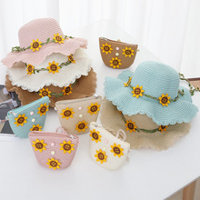 儿童帽子女防晒韩版公主沙滩遮阳草帽夏季宝宝渔夫凉帽女童太阳帽