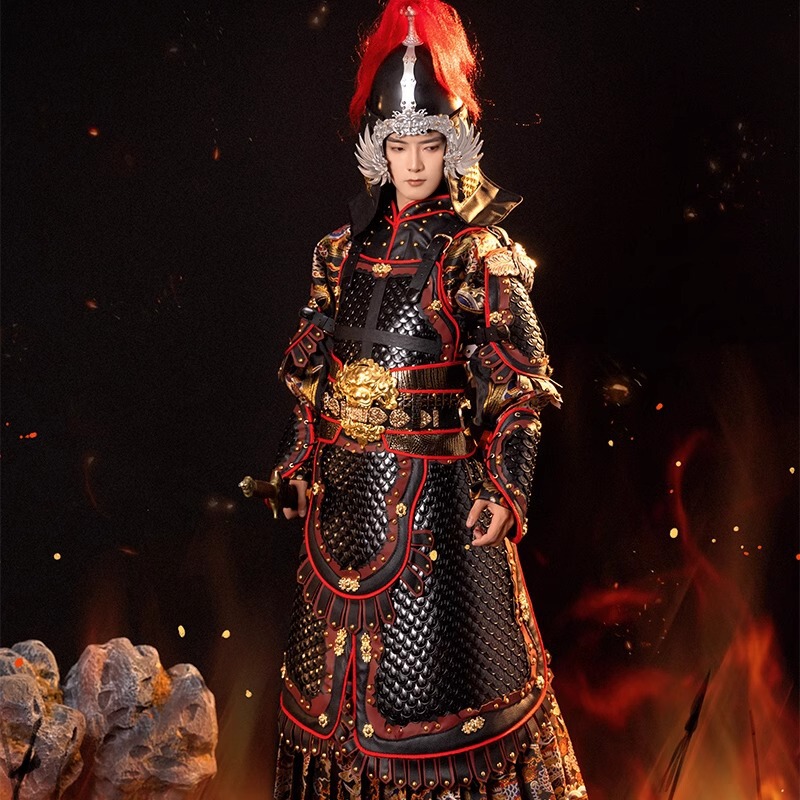 Armor Hanfu Armor Men's and Women's Fish Scale Armor Molecular Lock Wrist Armor with Flying Fish Suit Chinese Armor General Helmet