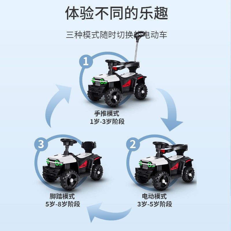 Coche eléctrico para niños 1-5 años coche de control remoto de cuatro ruedas para niños carga portátil bebé empuje de la mano juguete coche de playa