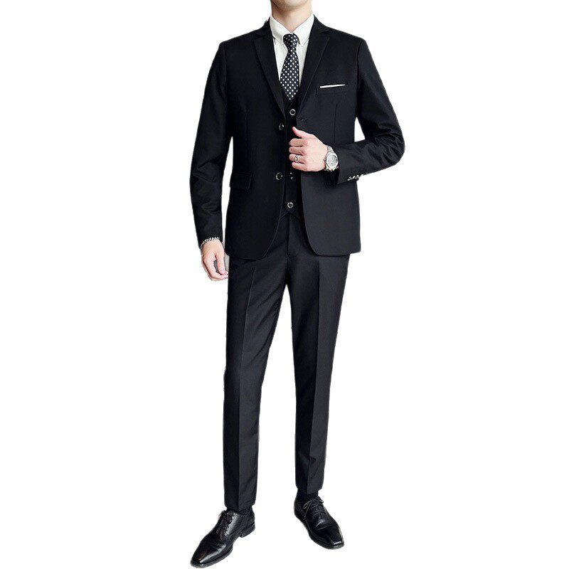 Bộ vest nam ba món ôm dáng, áo vest công sở cho nhân viên văn phòng và chú rể — Burgundy (áo đơn hai nút), Burgundy (áo đơn một nút), Màu xanh (áo đơn hai nút), Màu xanh (áo đơn một nút)