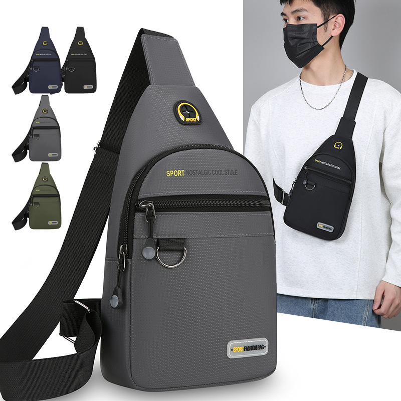 Cross-Border New Style Men's Crossbody Bag, Multi-Functional, Simple Commuter Shoulder Bag, Large Capacity, Multi-Layer Business Fashion Chest Bag