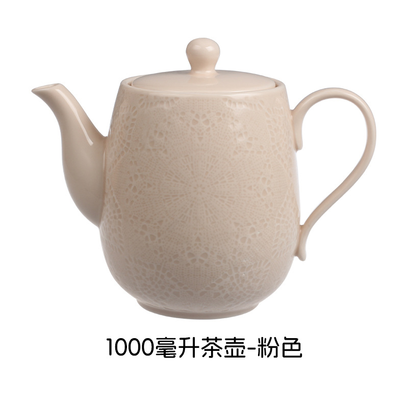 Relieve suave y fácil de limpiar estilo nórdico minimalista elegante romántico encaje cubiertos de cerámica set
