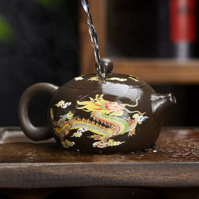 龙凤壶紫砂茶壶中式遇水变热功夫茶具套装冲茶壶龙壶不烫手泡茶器