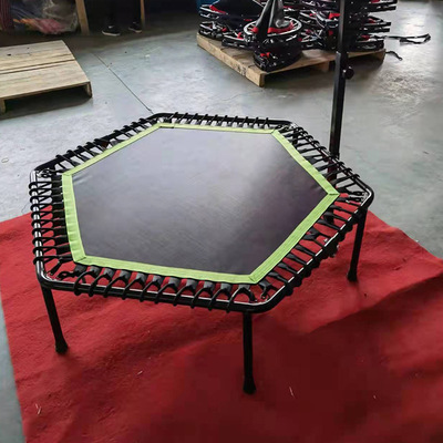 new pattern fold Bodybuilding Trampoline 50 inch Hexagon indoor Trampoline Elastic rope Handrail Mute Bouncers