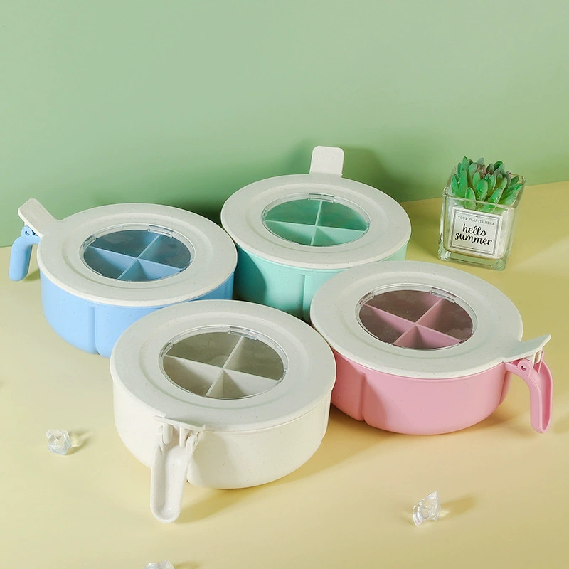 Cross-border wheat straw seasoning box with lattice and lid Nordic style kitchen salt tank moisture-proof simple flavor box wholesale
