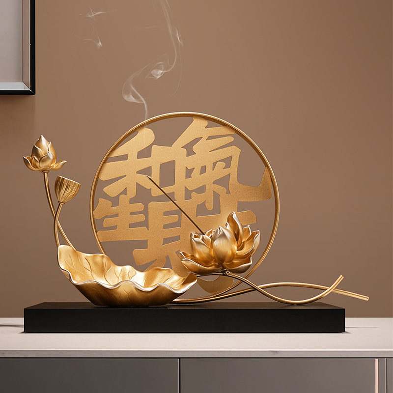 新しい中国風の禅香挿入蓮玄関装飾品ハイエンドリビングルームオフィスティールーム装飾新築祝いギフト|undefined
