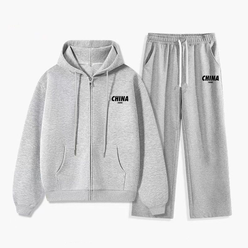 Versatile Hooded Sweatshirt and Jogger Pants Set for Men, Loose and Stylish Student Trendy Outfit for Spring and Autumn