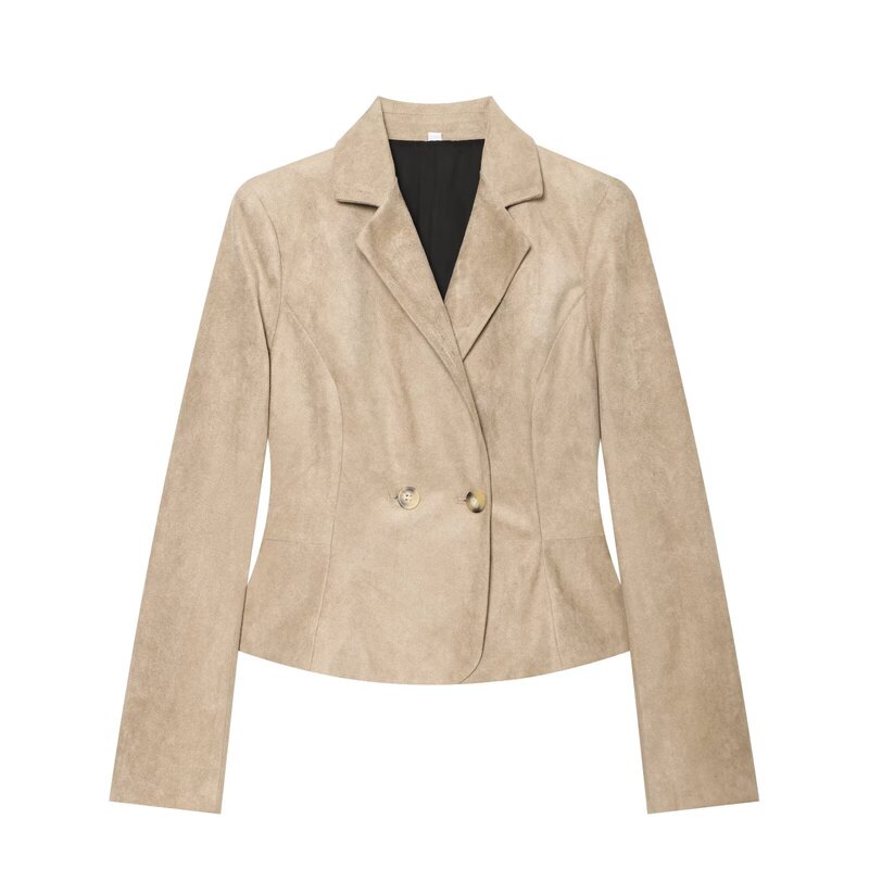 Cross-border PB&ZA autumn new collection women’s long-sleeved, double-breasted, leather-padded shoulder blazer 3046283 Cross-border PB&ZA autumn new collection women’s long-sleeved, double-breasted, leather-padded shoulder blazer 3046283