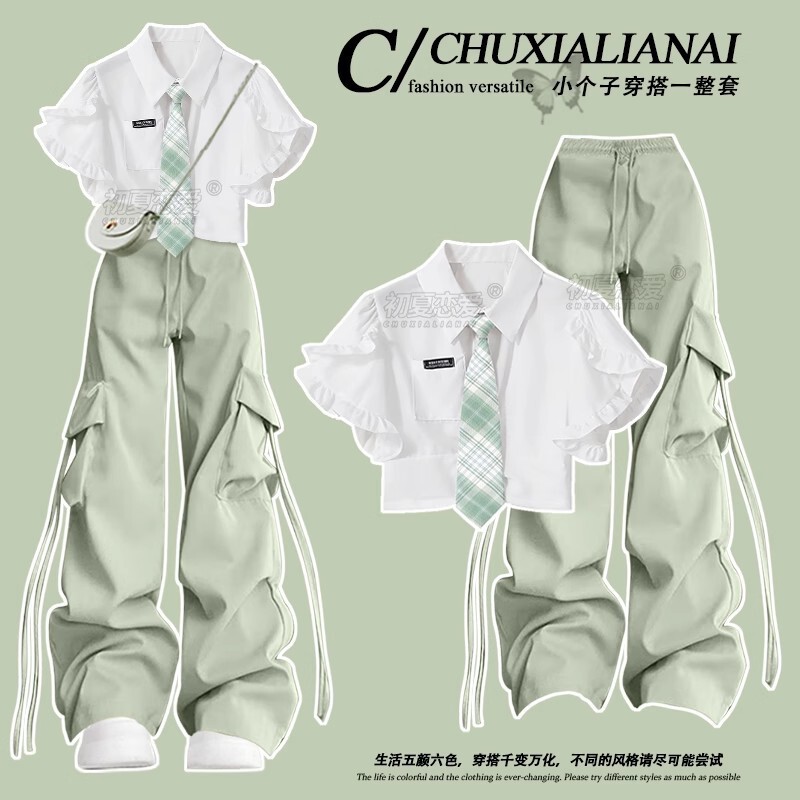 A Complete Set of Ootd Outfits for Age-Reducing College Style Casual Suits for Women 2025 Super Popular Two-Piece Summer Overalls